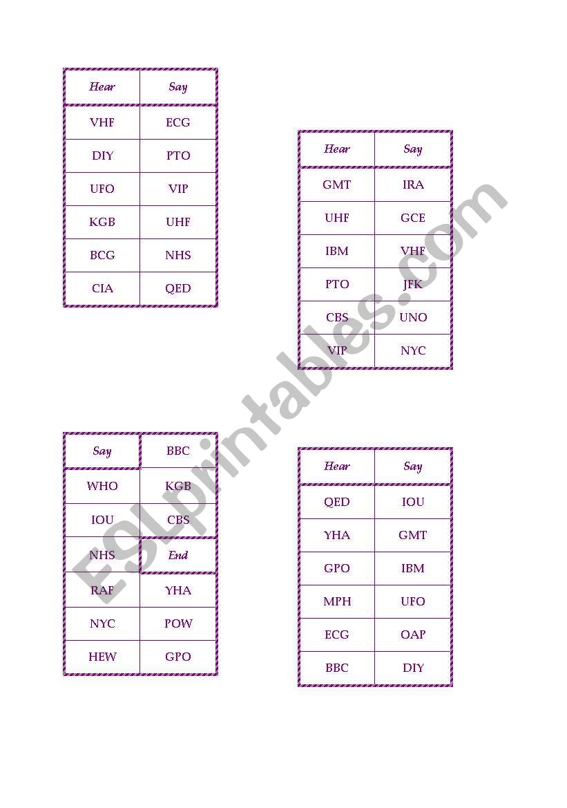 ABC card game worksheet