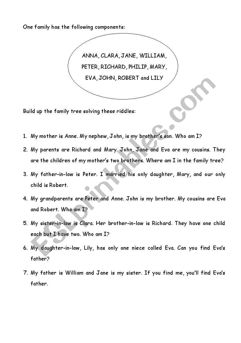 THE FAMILY TREE worksheet