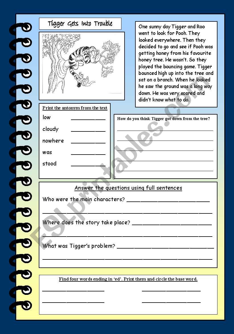 Working with words worksheet