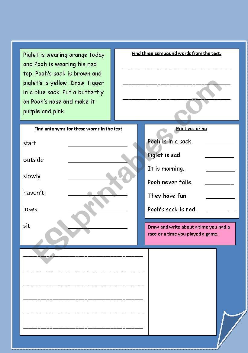 Working with words worksheet