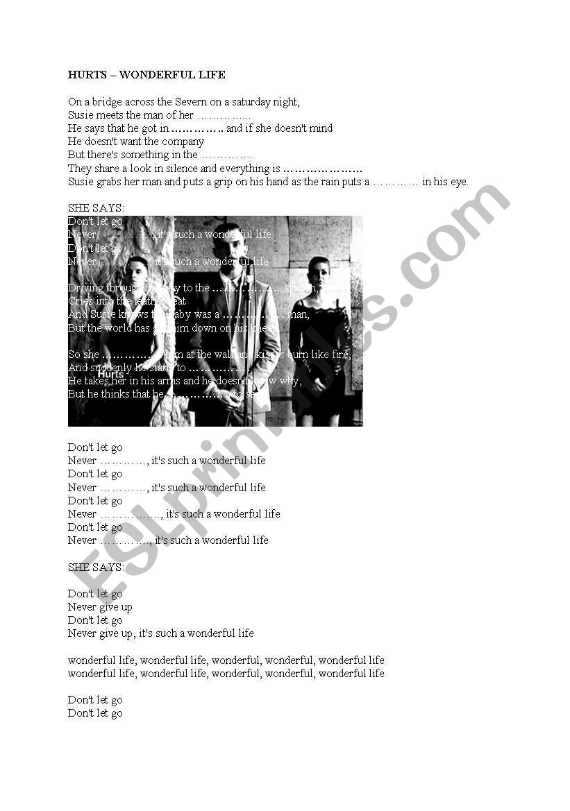 Hurts - Wonderful Life worksheet