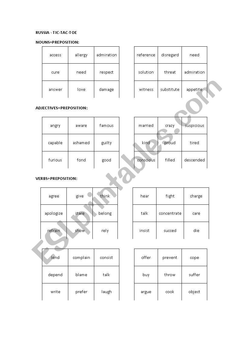 TIC-TAC-TOE WHAT PREPOSITION DO YOU USE WITH...?