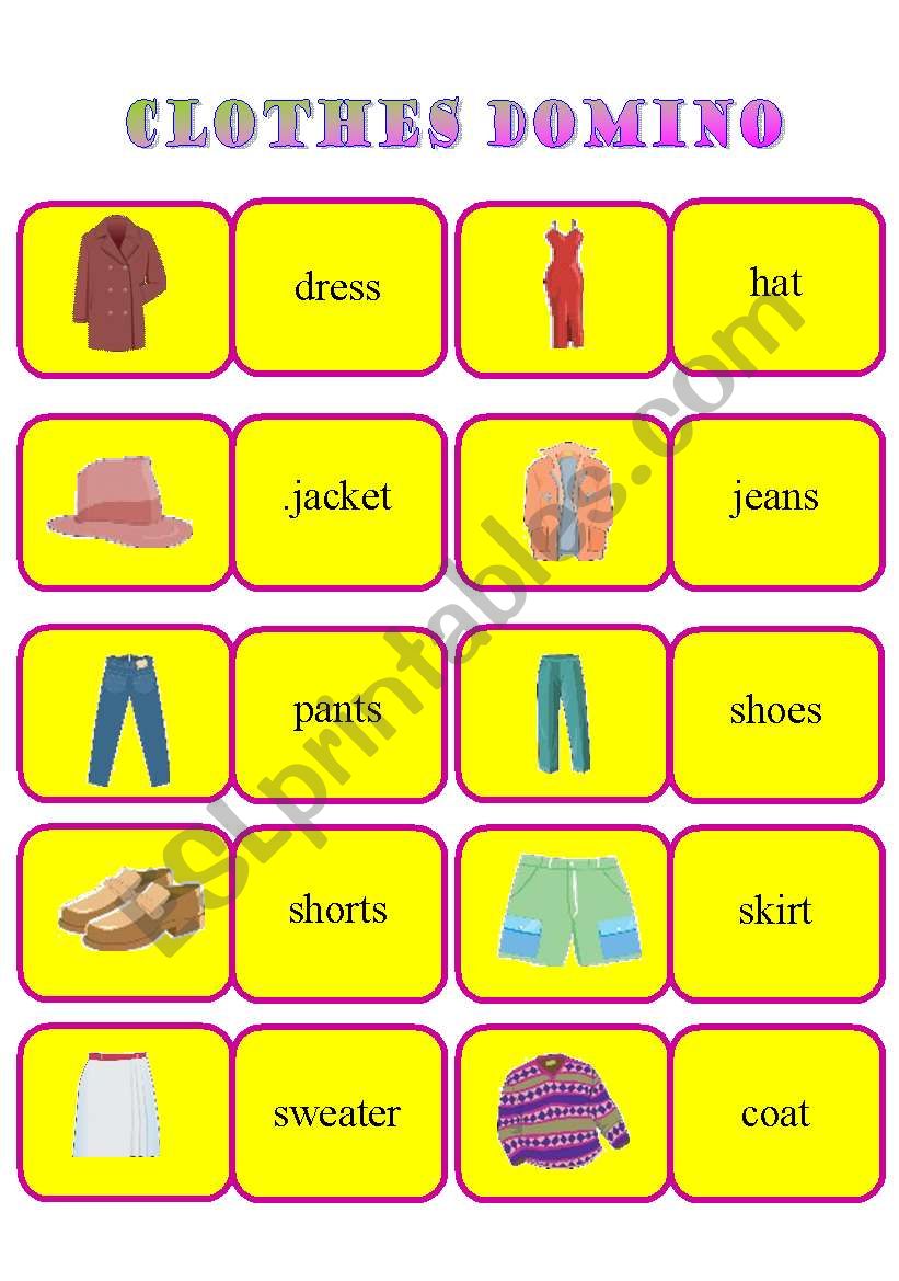 Clothes Domino worksheet