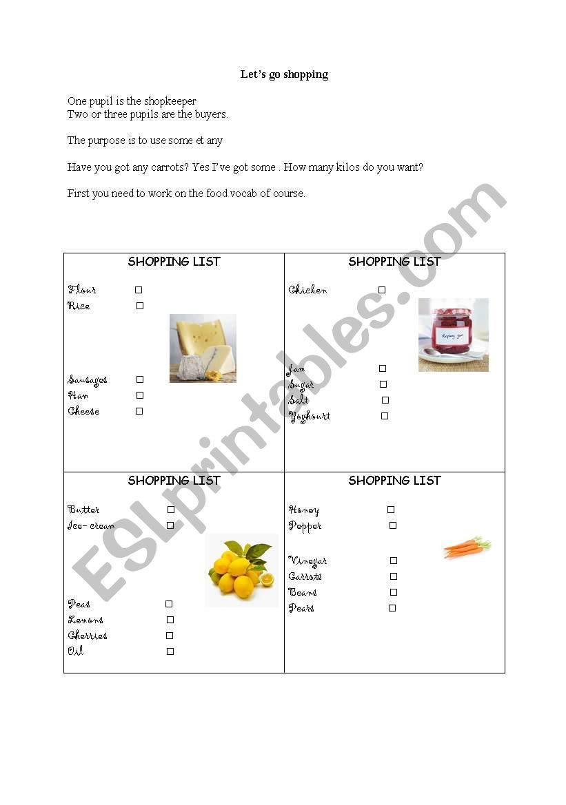 lets go shopping worksheet