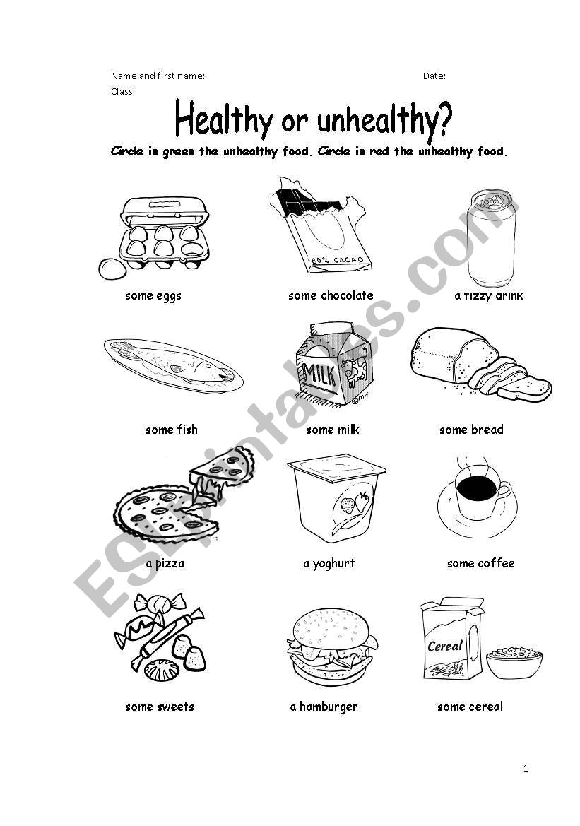 Healthy or unhealthy? worksheet