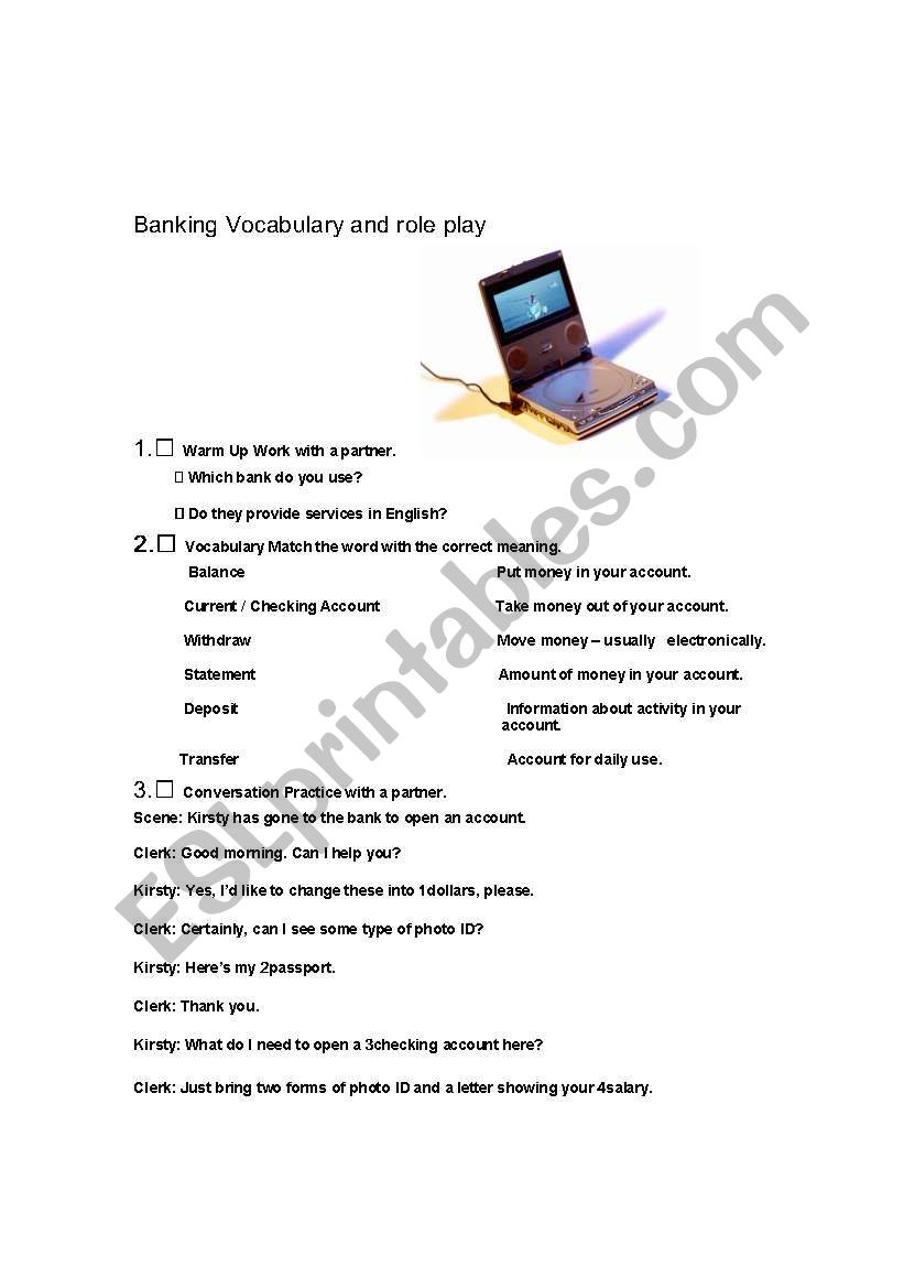 Role play and conversation Banking