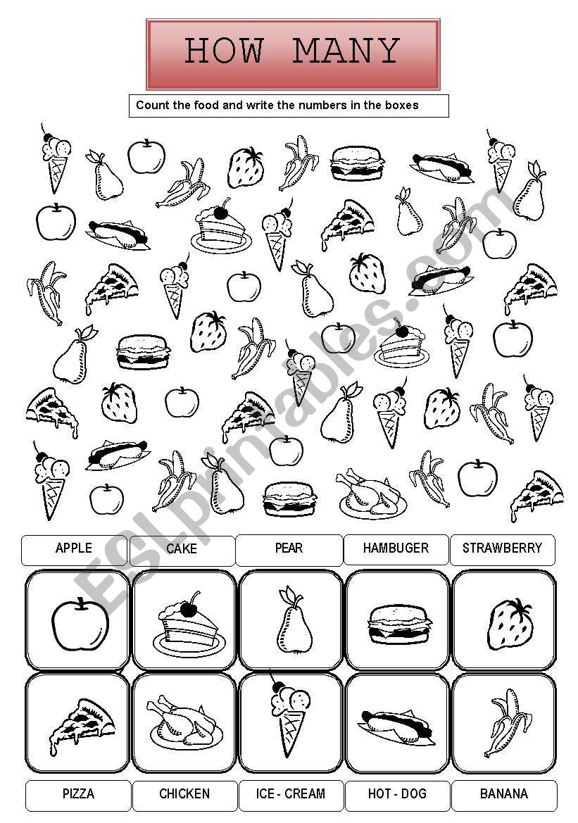 Food How Many Esl Worksheet By Lamejor