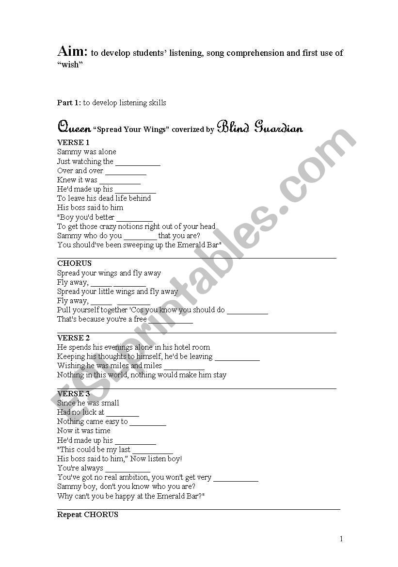 Wish worksheet