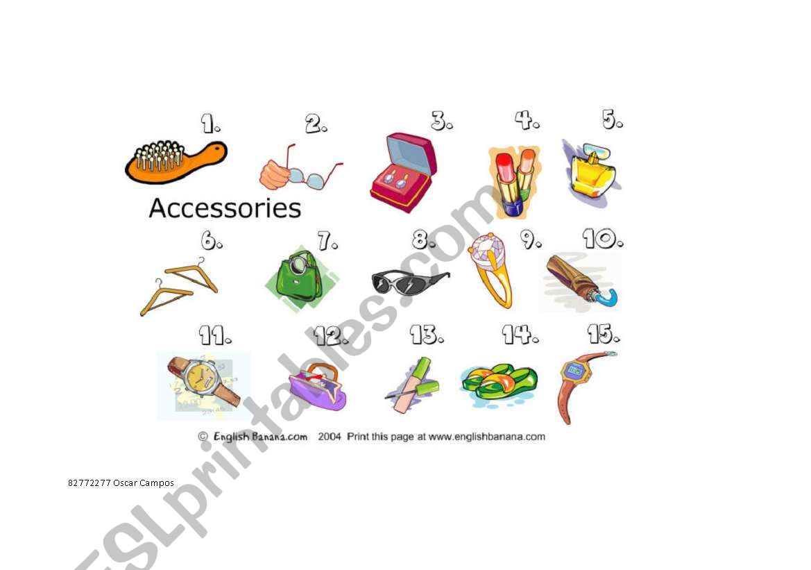 Accesories  worksheet