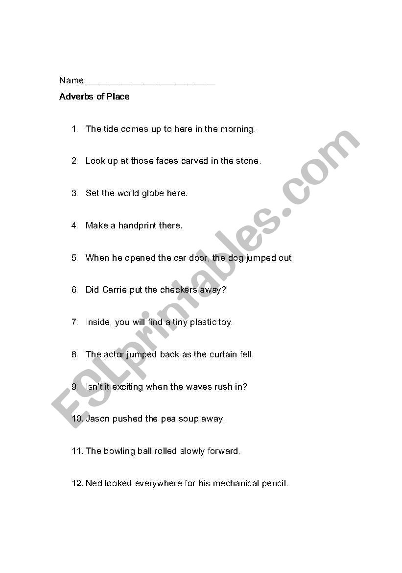 Adverbs worksheet