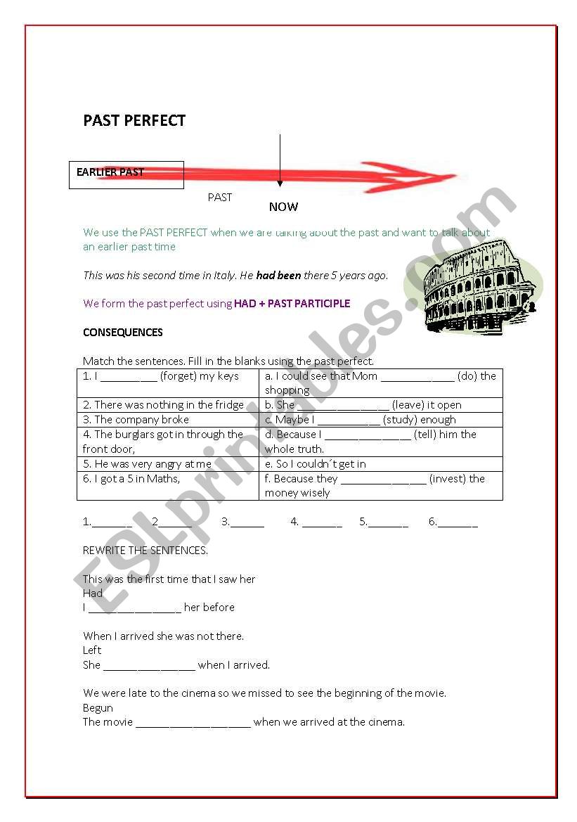 past perfect worksheet