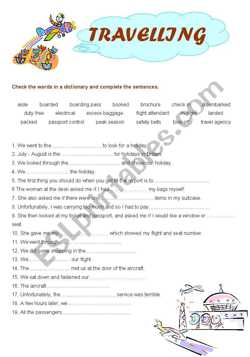 Travelling by plane worksheet