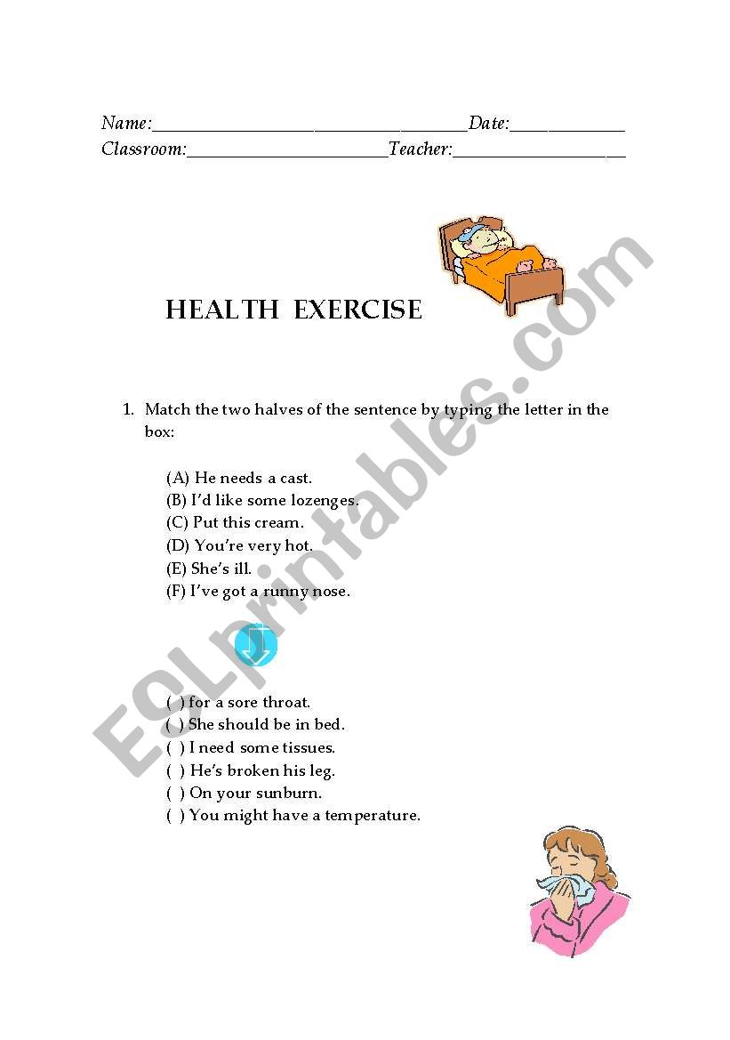 Health Exercise worksheet