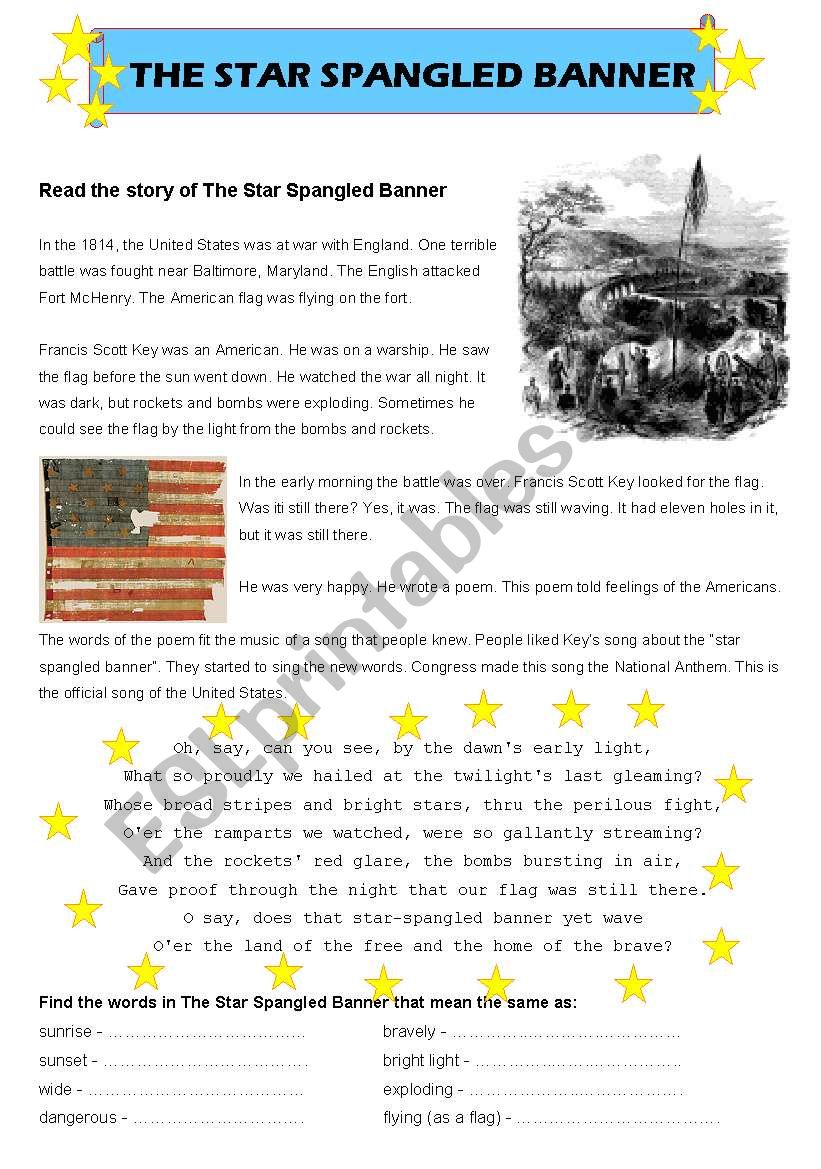 The Star Spangled Banner worksheet