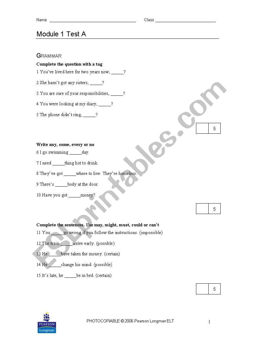 Quetion Tags worksheet