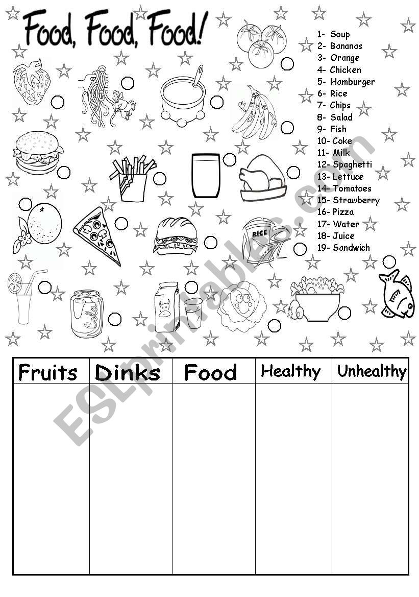 food worksheet