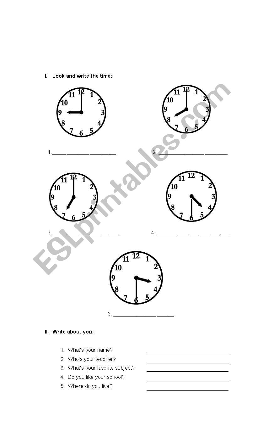 What Time Is It? worksheet