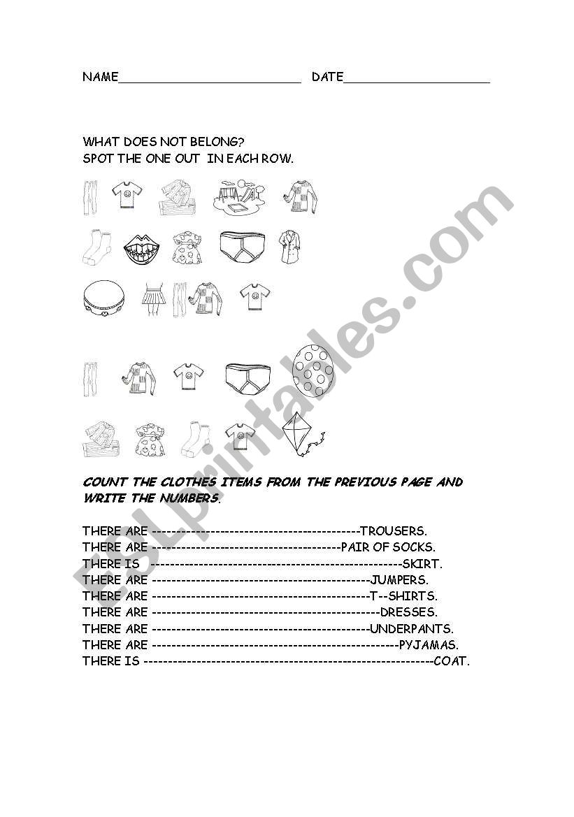 CLOTHES worksheet