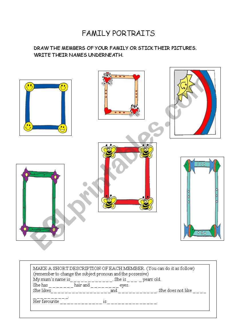 FAMILY PORTRAITS worksheet