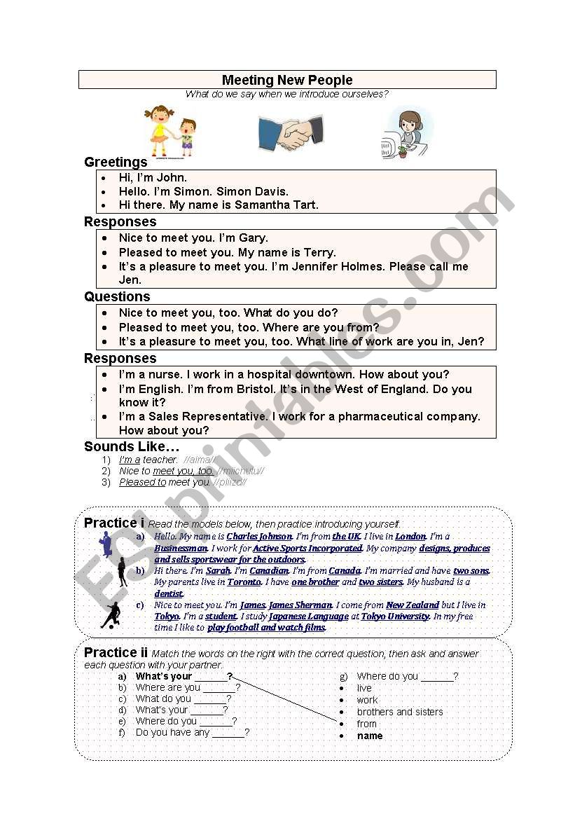 Meeting New People worksheet