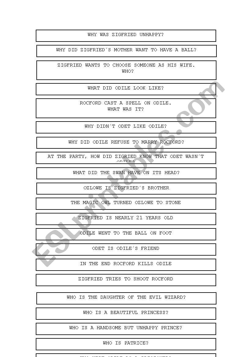 activities for Swan Lake worksheet