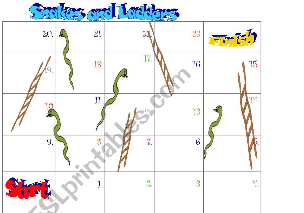 Snakes and Ladders template  worksheet