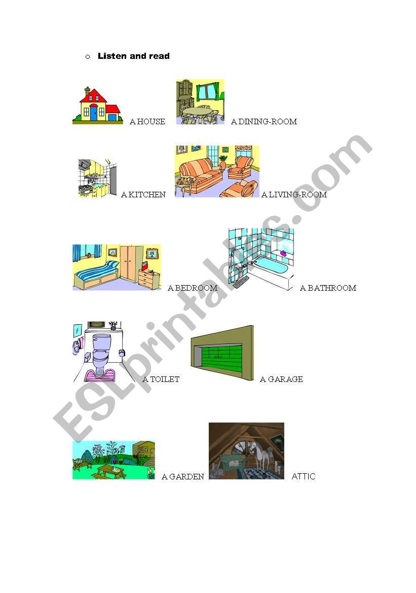 PARTS OF THE HOUSE worksheet