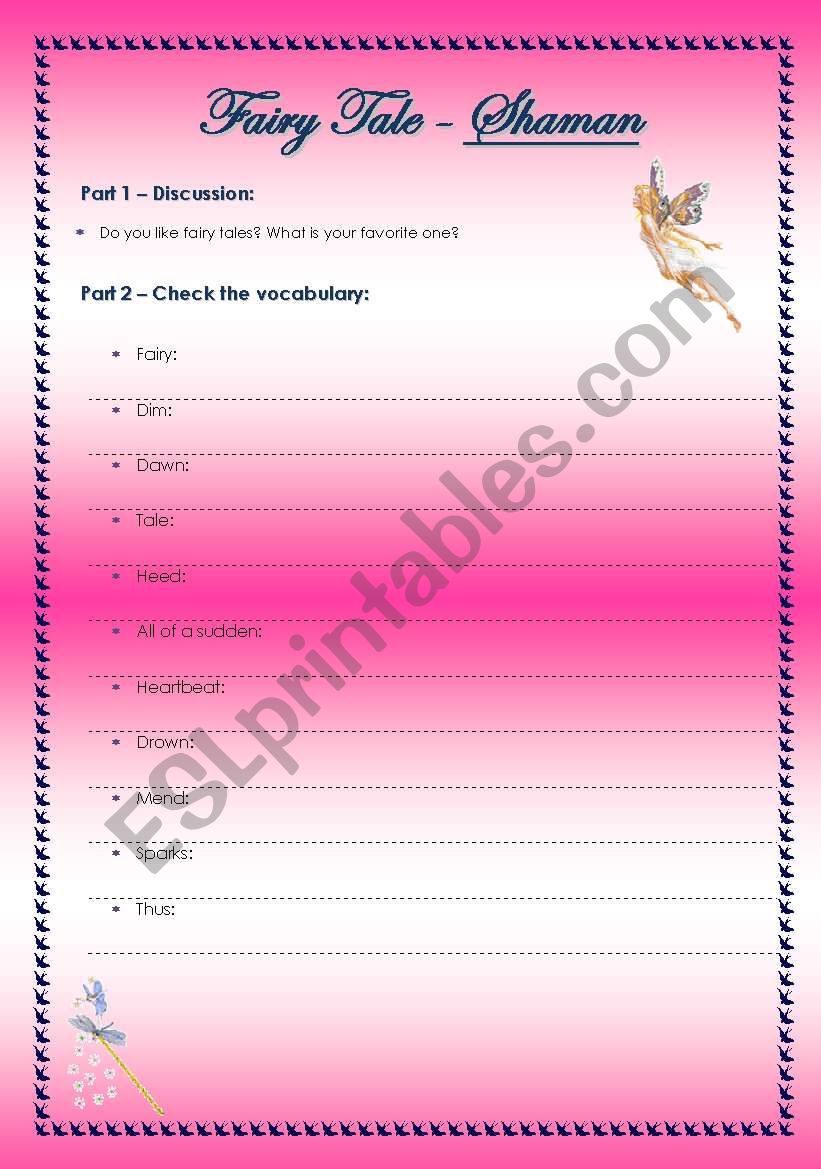 Fairy Tale - Shaman worksheet