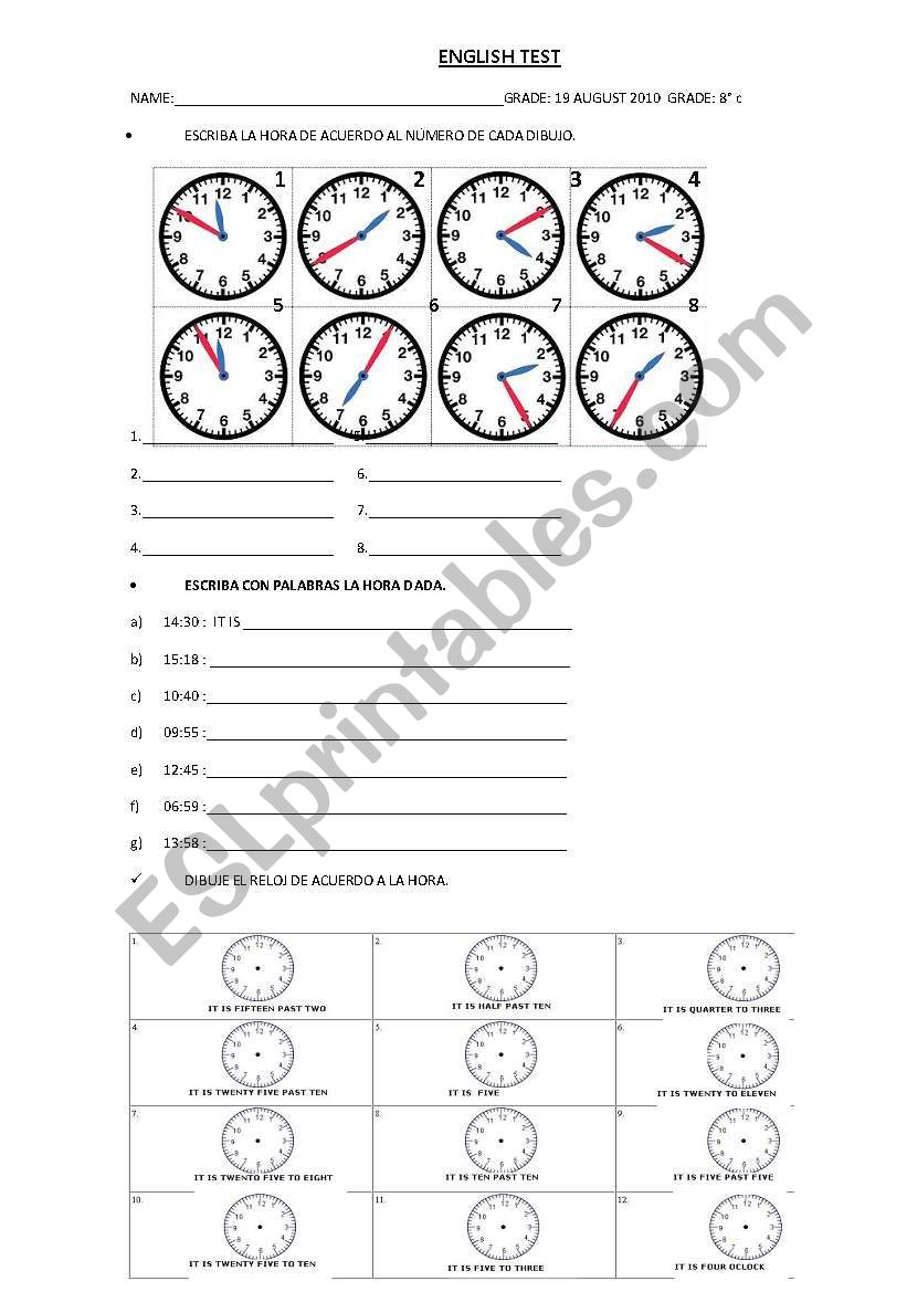 the time worksheet