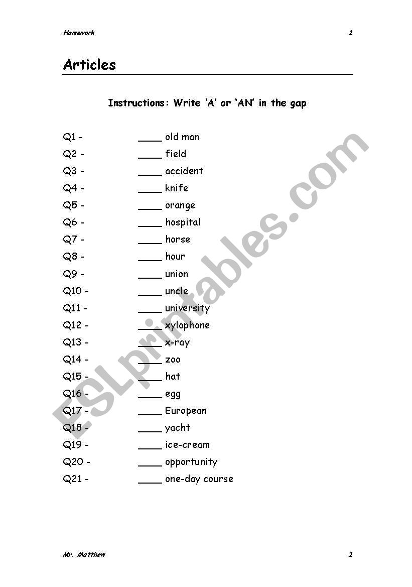 Various sheets to test basic grammar