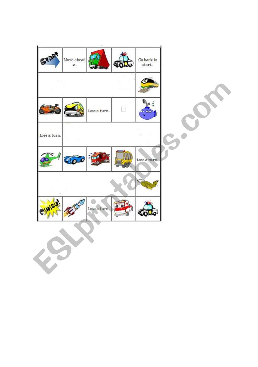 Means of Transportation worksheet