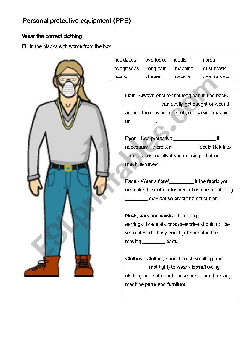 Personal protective equipment worksheet
