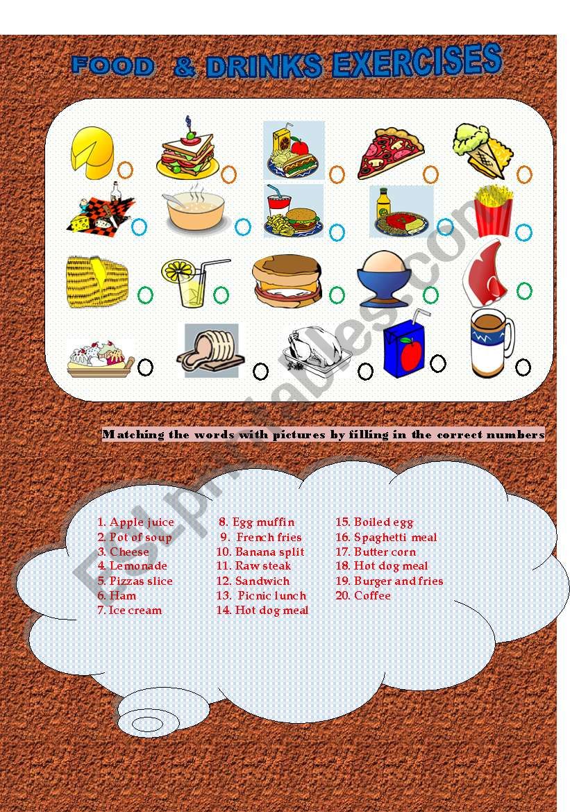 Food  and drinks Worksheet worksheet