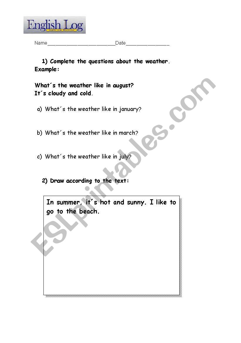 Weather worksheet