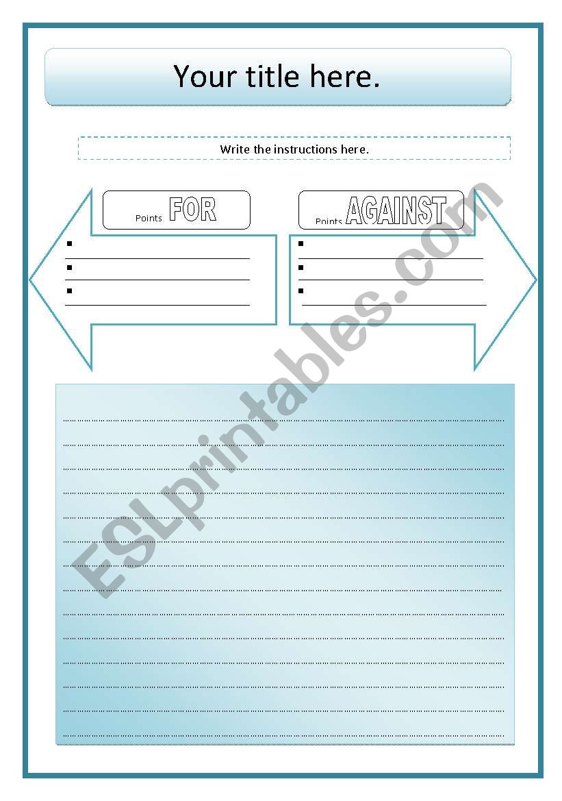 For/ Against template worksheet