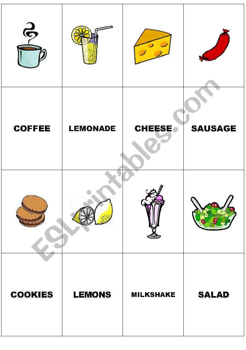 Food - Memory Cards - Set 1 worksheet