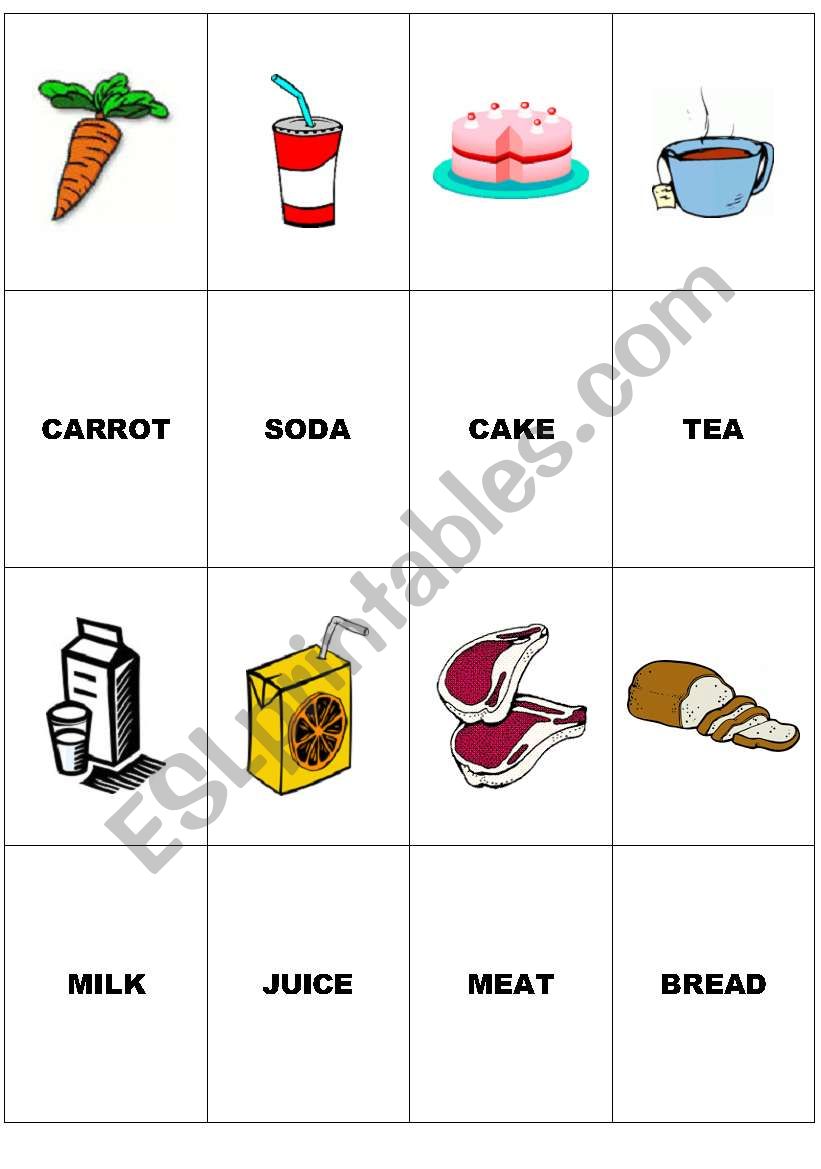 Food - Memory Cards - Set 2 worksheet