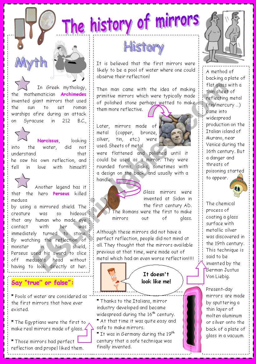 the history of mirrors worksheet