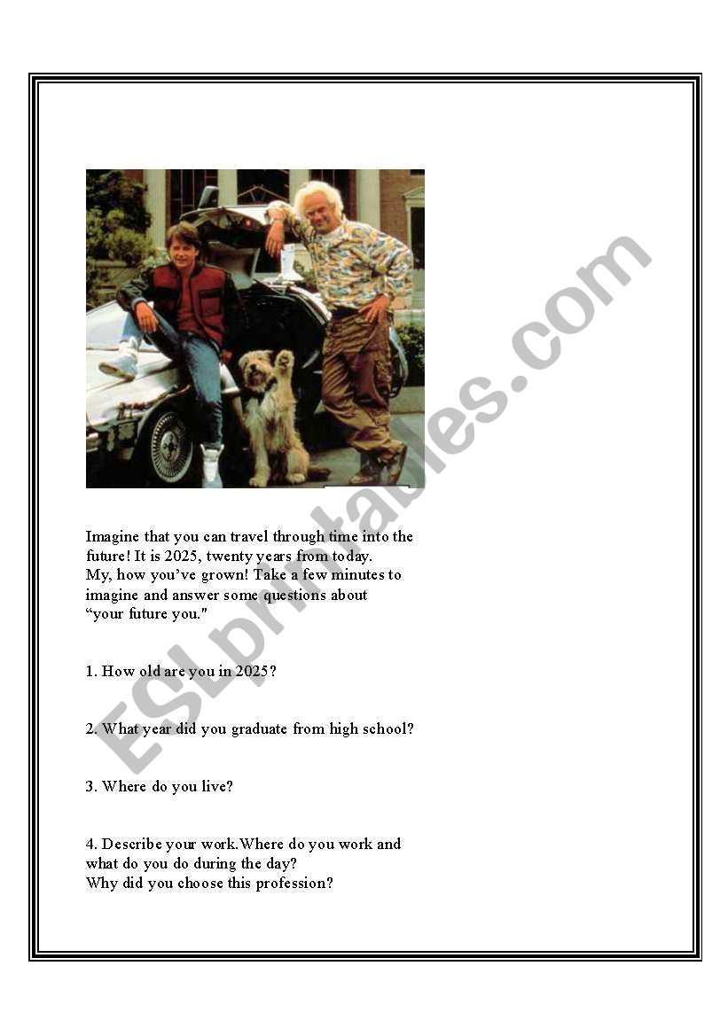 Mcfly into the future worksheet