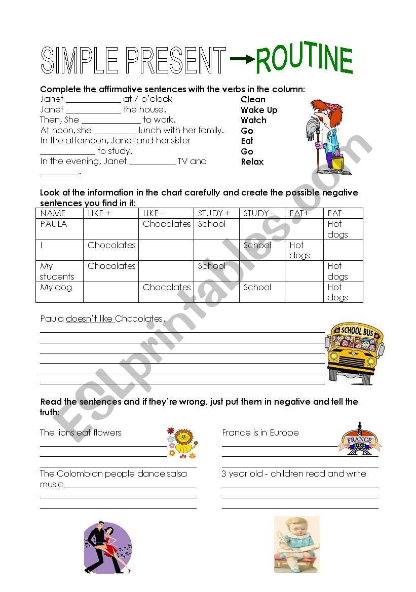 Simple Present - Routine worksheet