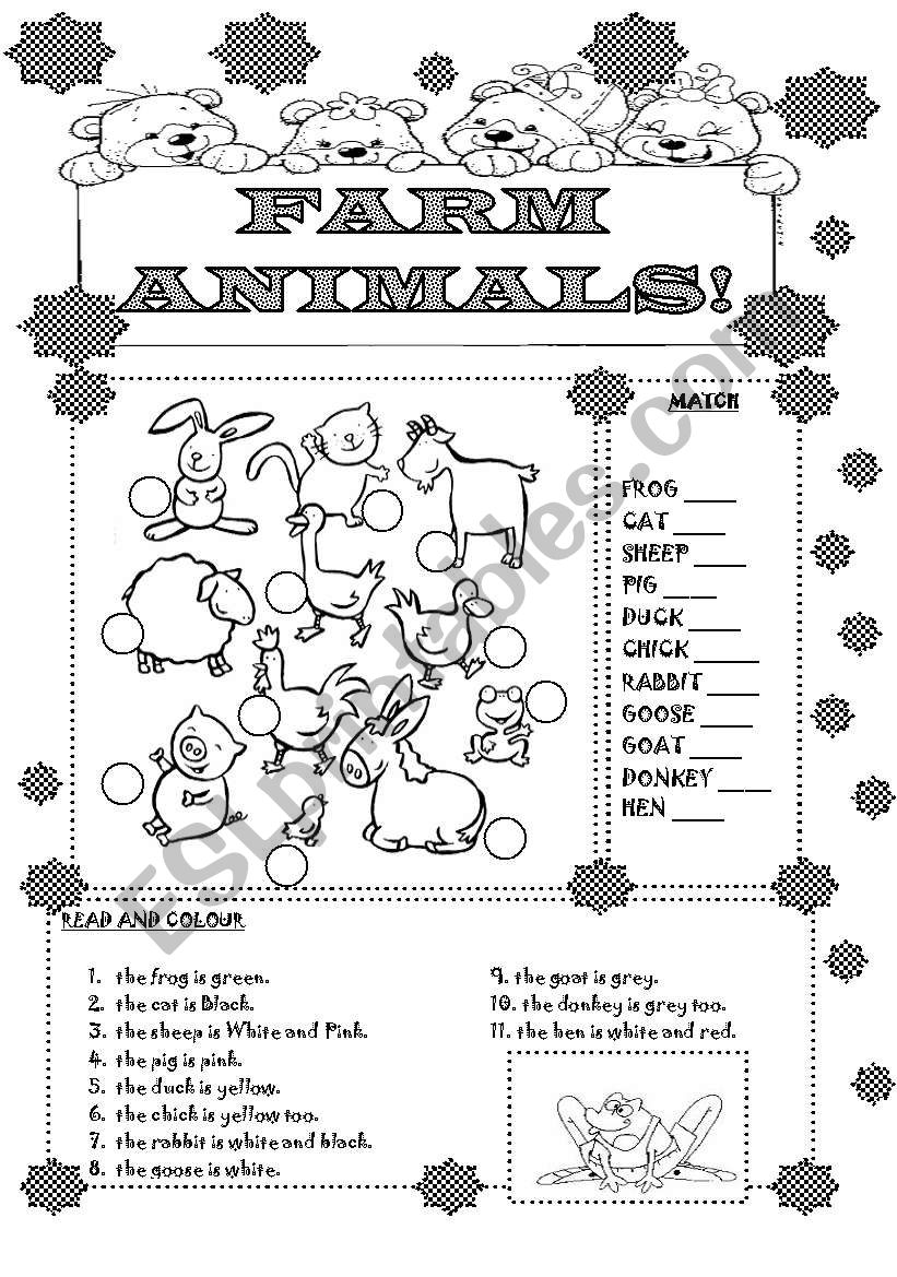 FARM ANIMALS WITH COLOURS worksheet