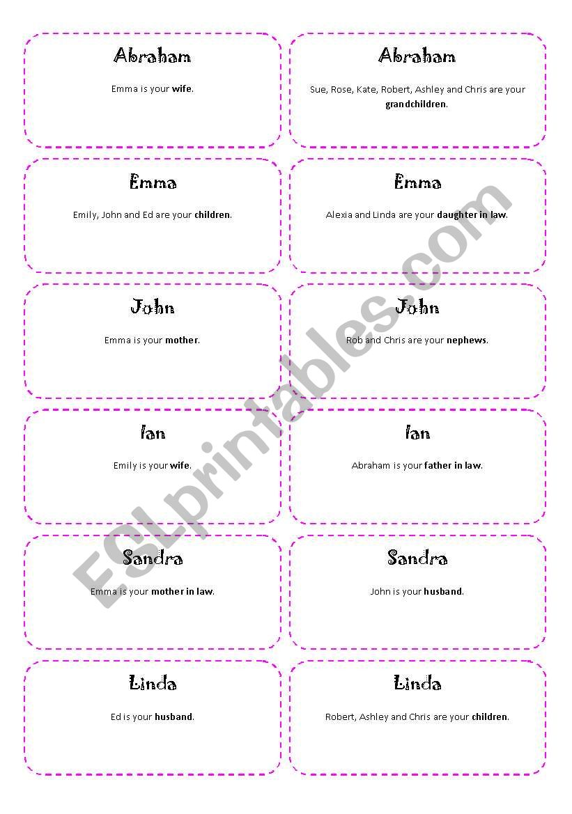 Family Game 02/02 worksheet