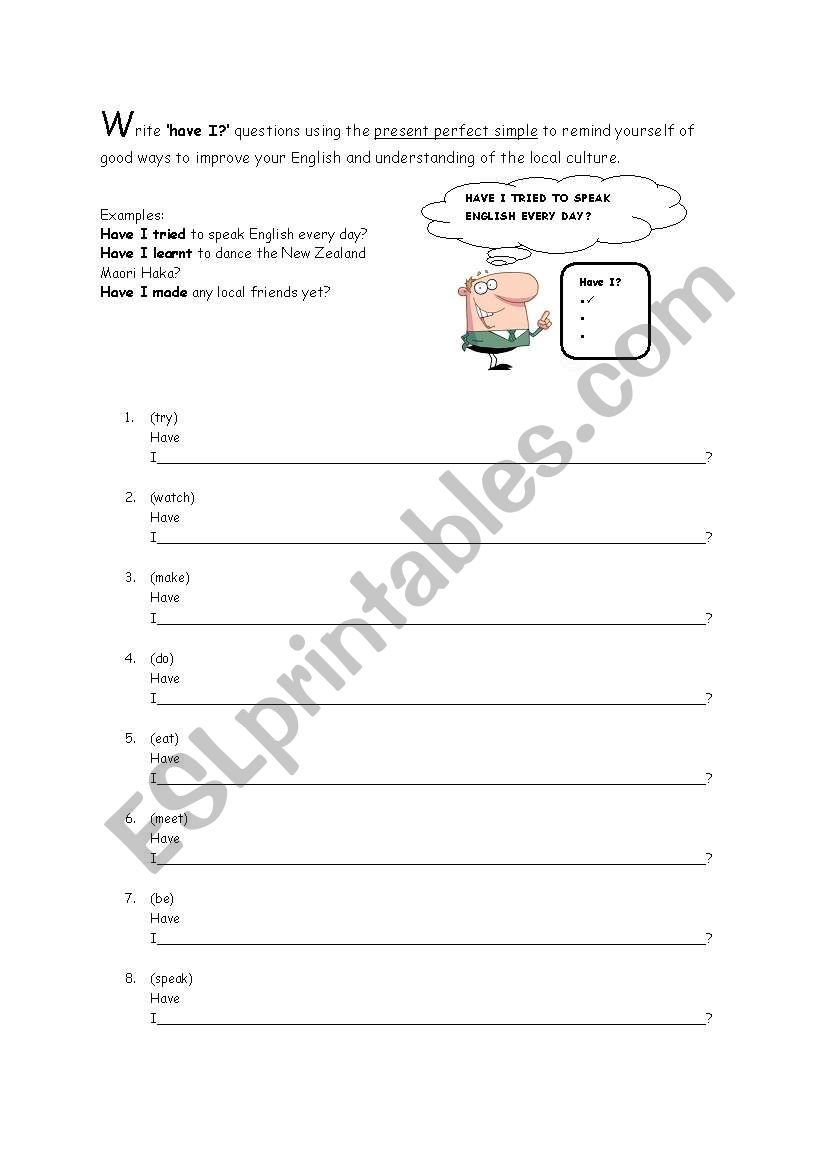 Have I tried to speak English every day? Present Perfect for motivational reminders