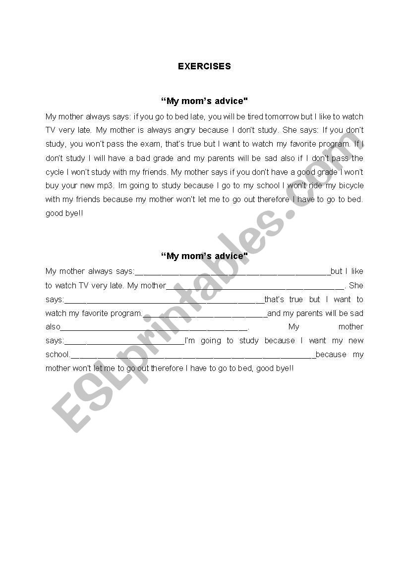 Exercises worksheet