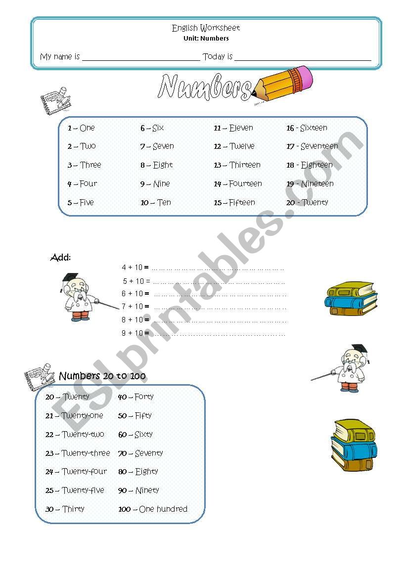 Numbers worksheet