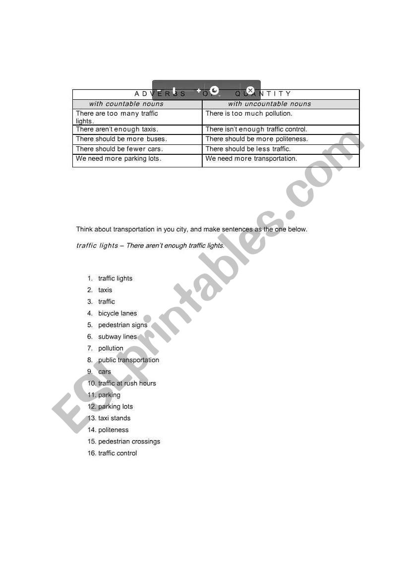 Adverbs of Quantity worksheet