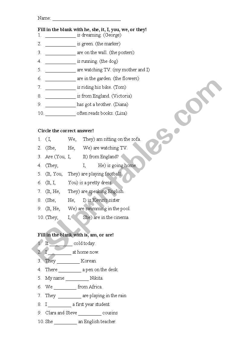 to be worksheet