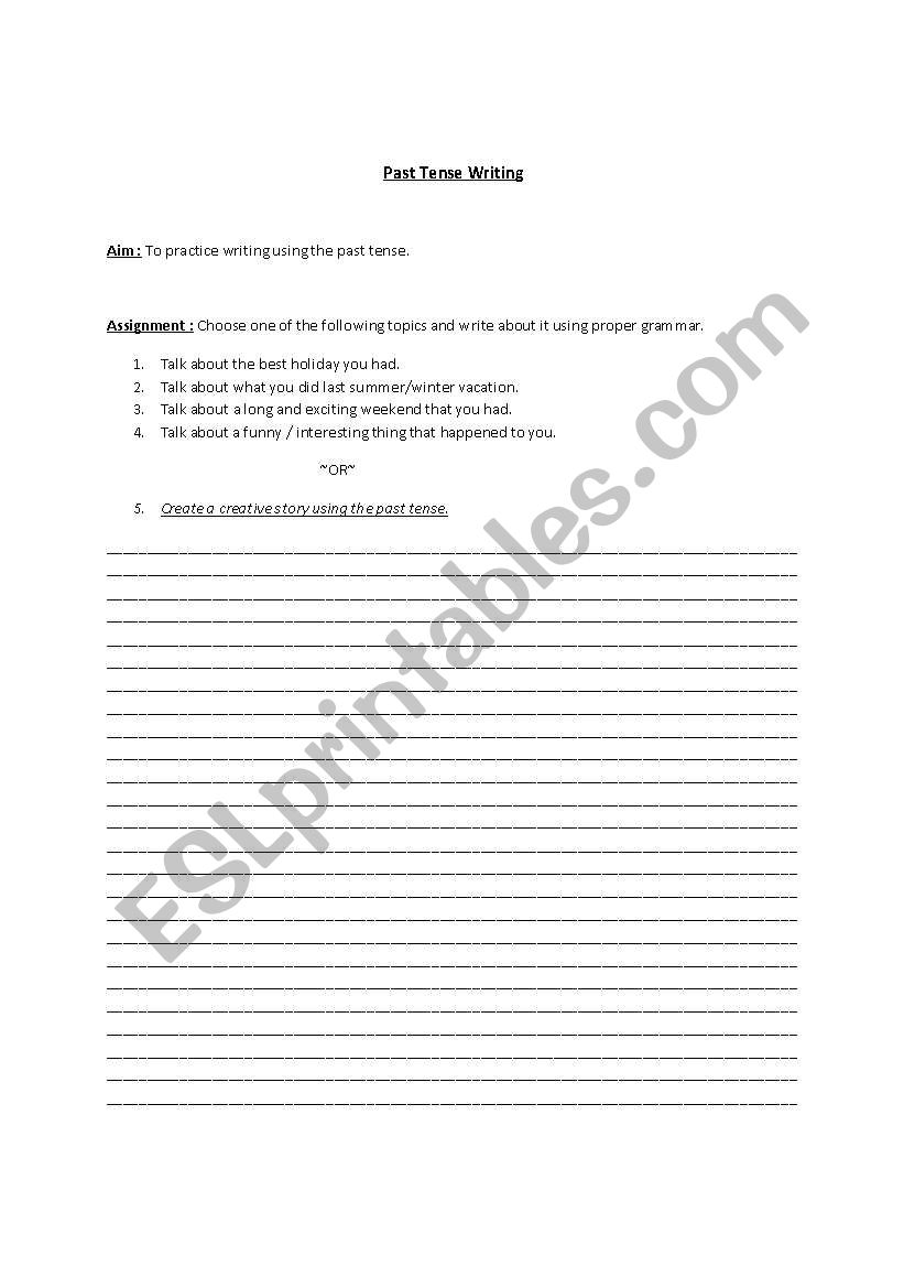 Past tense story writing worksheet