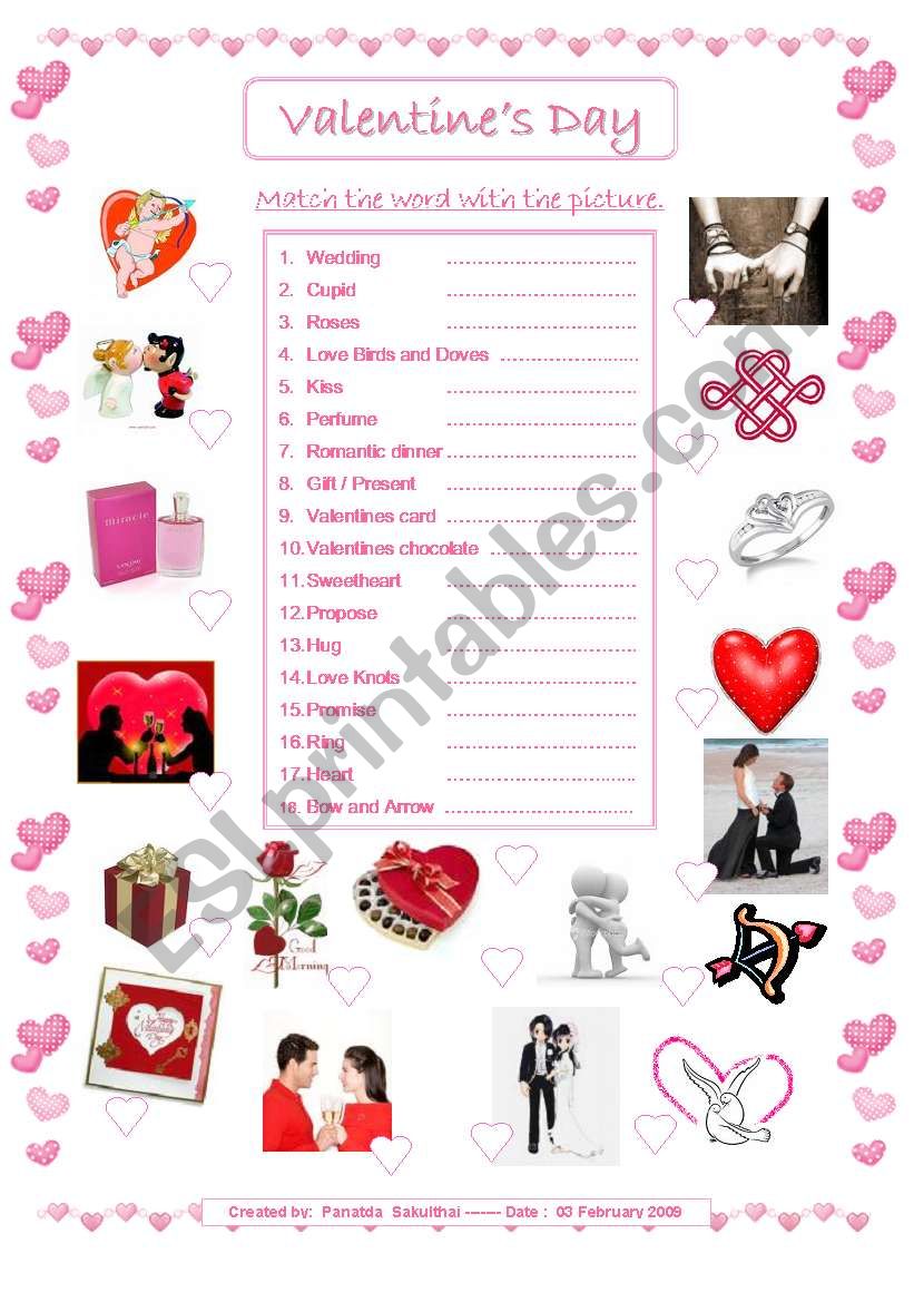 Valentines Day worksheet