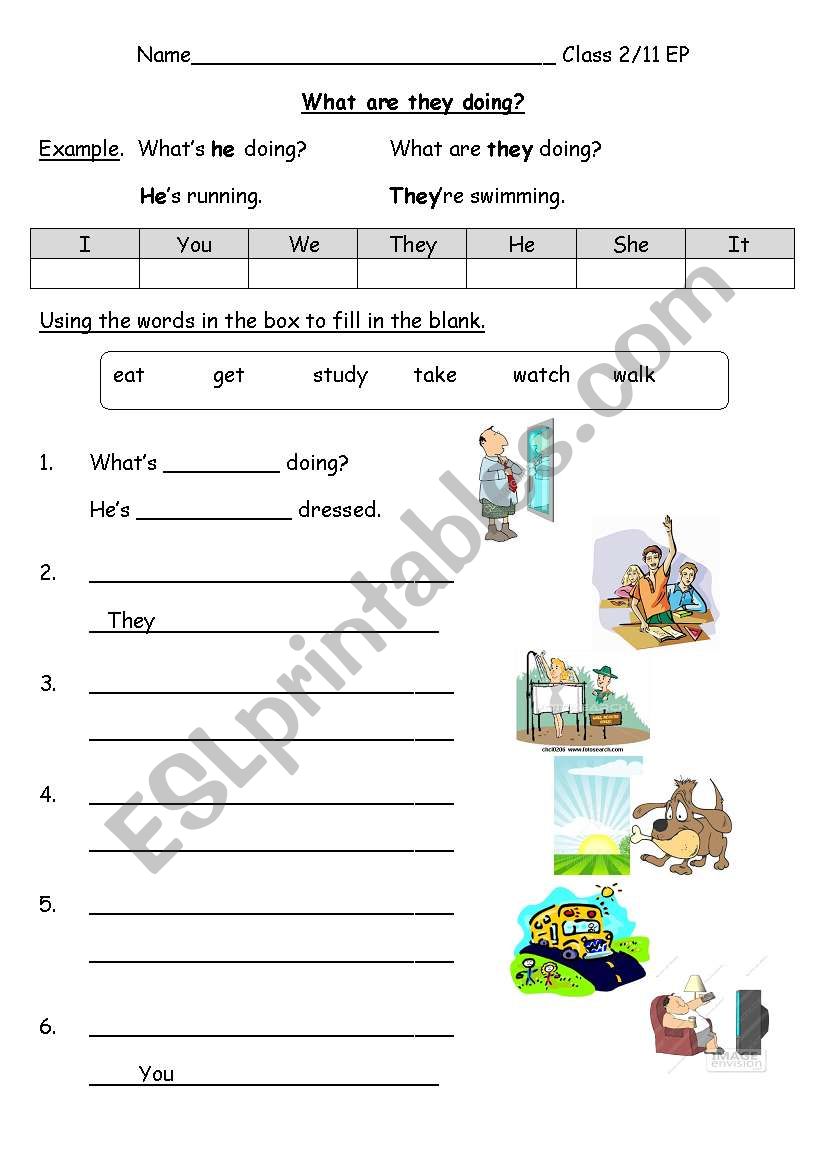 present continuous tense worksheet